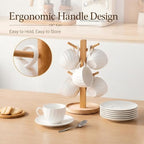 Fine Bone China Cappuccino Cups with Saucers Set of 4, 7 oz - Image 6