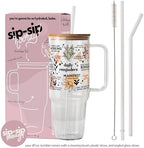 Sip-Sip Hooray! Daily Reminders 40oz Glass Tumbler with Lid and Straw - Image 3