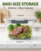 2 Pack 88oz/11 Cups Large Glass Storage Containers with Lids, High Borosilicate BPA Free Airtight Leakproof Meal Prep Containers for Microwave, Freezer & Dishwasher, Kitchen, Gym & Picnic,Baking - Image 6