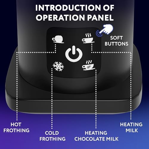 APQ Supply Black Electric Milk Frother and Steamer 11.8oz. Warm and Cold Foam Maker for Coffee. Functional 4-in-1 Automatic Milk Steamer and Frother for Latte, Hot Chocolate, Heating Baby Formula - Image 2