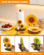 GAJ Sunflower Paper Towel Holder & Mug Tree - Modern Farmhouse Sunflower Decor for Kitchen Coffee Bar - Gifts for Women - 3D Yellow Stuff Decorative Accessories - Image 4