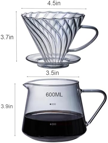 Pour Over Coffee Maker Set, 600ML Glass Carafe Coffee Server with Dripper - Image 2