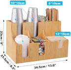 Coffee Station Organizer Pods Holder for Counter, Farmhouse Wood Coffee Bar Accessories and Tea Condiment Basket Storage Organizer Decor,Bamboo 06 - Image 2