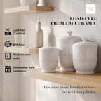 American Atelier Round Ceramic Canister Set Lids Bianca Bead, White 3 PC - Image 4