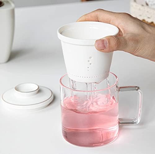 Coffee Cups Glass Tea Cup with Removable Infuser and Lid 9.5OZ Thickened Glass Tea Mug Clear Filtrating Teapot Tea Maker Tea Coffee Cup (Color : B) (A) - Image 6
