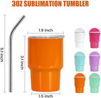 3 OZ Mini Tumbler Shot Glass With Straw and Lid 48 Pcs Mini Tumbler Cups Double Wall Vacuum Insulated Cups, Stainless Steel Sublimation Tumblers set for Family Gatherings, Birthday Parties, White - Image 2