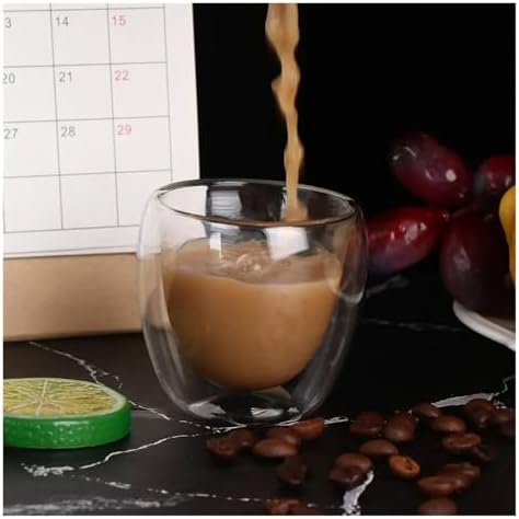 Coffee Mug 5 Sizes 6 Pack Clear Double Wall Glass Coffee Mugs Insulated Layer Cups SetMilk Juice Water Espresso Shot Glass(51-100ml) - Image 4
