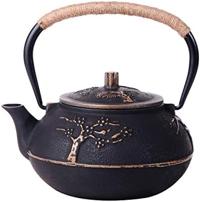 tetsubin Cast iron Tea Kettle workshop Healthy japanese maple leaves and bamboo pattern Teapot with Stainless Steel Infuser（30.4oz） by Unknown