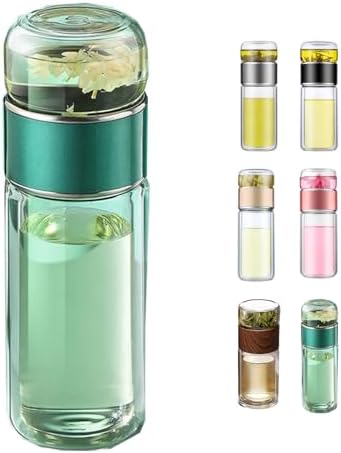2025 Glass Tea Infuser Bottle with Heat-Insulated Design, Portable Double Glazed Cup for Loose Leaf Tea, 420ml/14.8oz, Includes Infusifier for Perfect Tea Brewing by Unknown