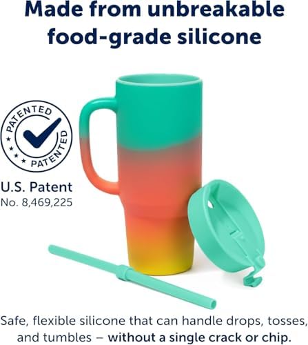 Silipint 32oz Silicone Humbler Tumbler with Handle, Flip Lid and Straw – BPA-Free, Non-Toxic, Unbreakable, Microwave, Dishwasher Safe – Perfect for Tea, Cold Water, The Patriot - Pack of 2 - Image 3