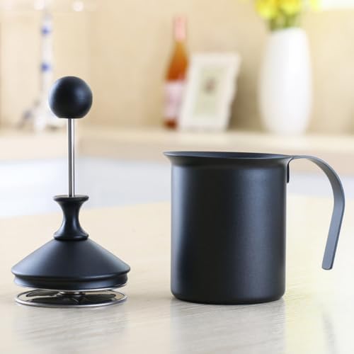 Manual Milk Frother with Double Mesh, 400cc Stainless Steel Cup - Image 5