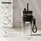 SDGA+ 24 oz Stainless Steel Tumbler with Lid and Straw, Insulated Water Bottle Leak Proof for Hot and Cold, Portable Travel Coffee Mug, Reusable Coffee Cup for Women, Butterfly - Image 2