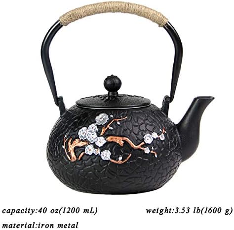 tetsubin Cast iron Tea Kettle workshop Healthy japanese Tea pot with Stainless Steel Infuser（40 oz） - Image 2