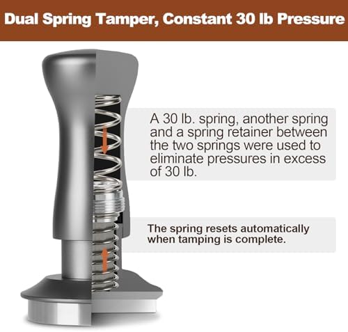 MEION 51mm Espresso Tamper, Calibrated Dual Spring Loaded Coffee Tamper Fits Delonghi CASABREWS and Atatix 51mm Espresso Machines, Stainless Steel Base with Aluminum Storage Pad - Image 2