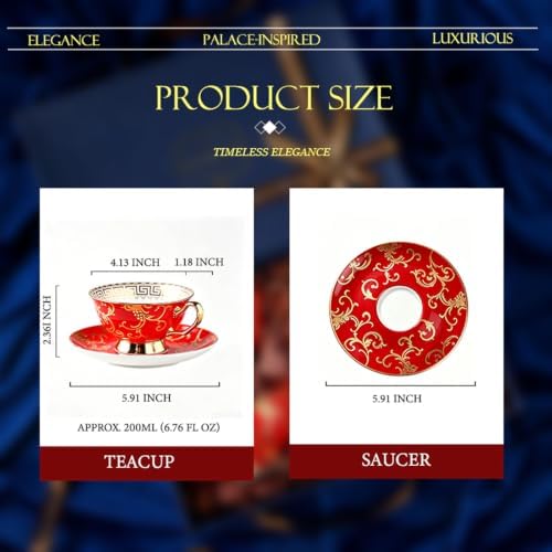 bone china tea set tea cups british tea set for adults porcelain tea cups coffee cups set of 2 exquisite packaging - Image 2