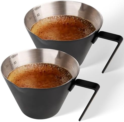 YARRAMATE 100ML Metal Measuring Cups (Black) & 100ML Glass Measuring Cup - Image 2
