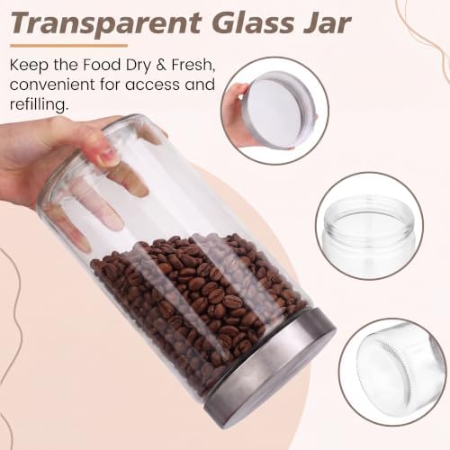 6 Pcs 50oz Clear Canisters Set for Kitchen, Glass Jars with Lids - Image 3
