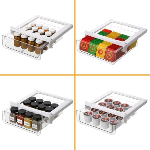 vacane Under Shelf Storage Drawer, Under Cabinet Spice Rack, Spice Organizer for Drawer Pull Out, Under Cabinet Basket Hanging Holder for Cupboard Pantry - Image 2
