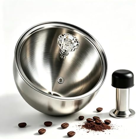 Upgraded 1.8L Espresso Knock Box with Glass Lid, Magnetic Knock Bar, Silver by Unknown