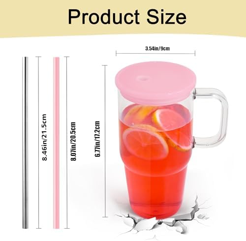 6Pcs 20oz Acrylic Tumbler with Handle, Plastic Cups with Lids and Straw - Image 2