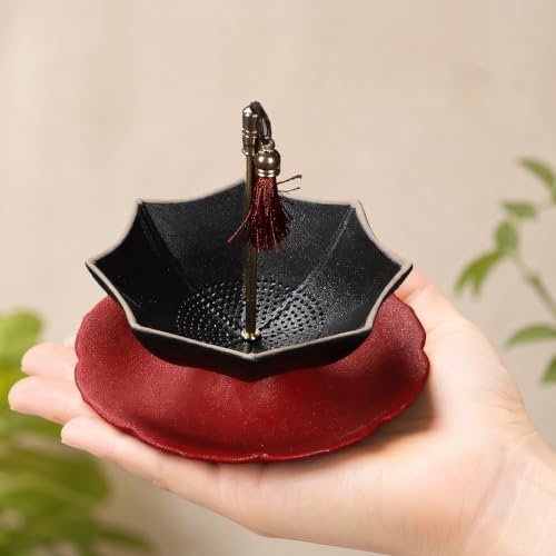 Porcelain Loose Leaf Tea Strainer with Rotating Umbrella Design (Black) - Image 3