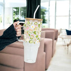 Sip-Sip Hooray! Matcha Moments 40oz Glass Tumbler with Lid and Straw - Image 3