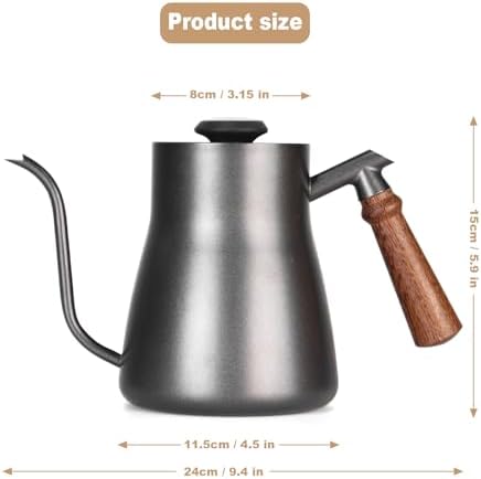 Pour-over kettle with thermometer, 850ml capacity, leak-proof one-piece 304 stainless steel gooseneck spout, food-grade easy-clean, suitable for pour-over coffee, French press, and tea. (850ml) - Image 2
