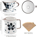 Ceramic Pour Over Coffee Maker Set, Ceramic Coffee Dripper with Single Hole, Coffee Pot & 100 Paper Filters for Home, Travel, Camping (1-4 Cup) - Image 7