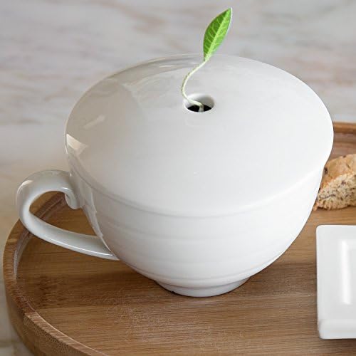 Tea Forte Cafe Cup White Porcelain Tea Cup and Lid, Steeps 8 oz., Microwave and Dishwasher Safe (Pack of 2) - Image 5