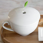 Tea Forte Cafe Cup White Porcelain Tea Cup and Lid, Steeps 8 oz., Microwave and Dishwasher Safe (Pack of 2) - Image 5