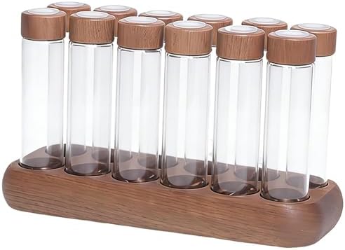 12 Pieces Coffee Bean Storage Tube Single Dose Organization Airtight Glass Container with Wooden Stand Dustproof Suitable for Coffee, 12 Long - Image 7