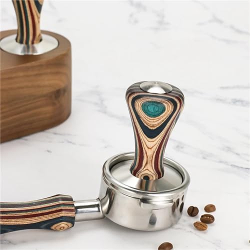 51mm 54mm 58mm Coffee Bottomless Portafilter Replacement Filter Basket Solid Colorful Wooden Handle Tamper Barista Accessories filter basket(54mm Zinc Alloy) - Image 4