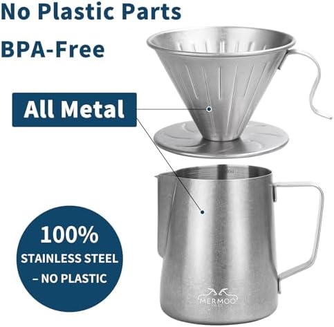 MERMOO YILAN Stainless Steel Pour Over Coffee Maker, No Plastic - Image 4