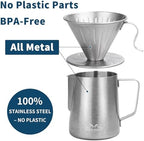 MERMOO YILAN Stainless Steel Pour Over Coffee Maker, No Plastic - Image 4