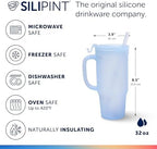 Silipint 32oz Silicone Tumbler with Handle, Flip Lid and Straw – BPA-Free, Non-Toxic, Freezer, Microwave, Dishwasher Safe Tumbler – Perfect for Tea, Cold Water, Smoothies (Icicle) Pack of 1 - Image 2