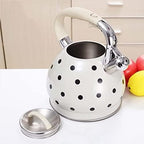 Stovetop Teapot For Home And Restaurant 3.5L Tea Kettle Stainless Steel Stovetop Whistling Teakettle Teapot For Stove Top With Fast Heating Base Portable Water(White) - Image 7