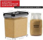 DWËLLZA KITCHEN Large Airtight Food Storage Containers - Clear Plastic Bulk Food Pantry & Kitchen Storage Containers for Flour, Sugar and Baking Supplies 4 Pcs. BPA-Free, Keeps Fresh & Dry (Black) - Image 3