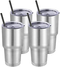 DOMICARE 30 oz Tumbler with Lid and Straw, Stainless Steel Tumblers Bulk, Insulated Vacuum Double Wall Travel Coffee Mug, Durable Powder Coated Tumbler Cups (Stainless Steel, 4) by VisittheDOMICARE