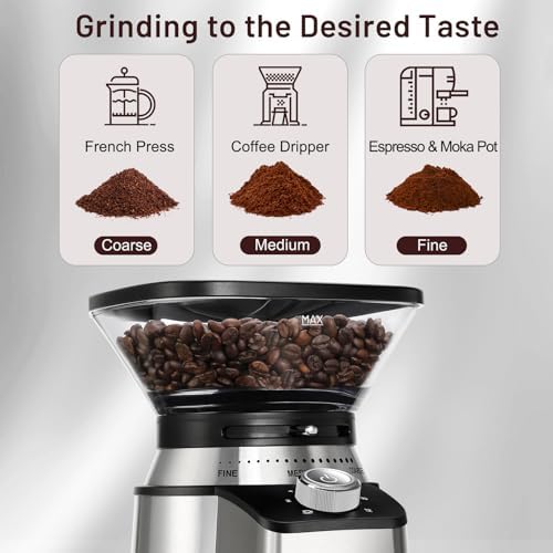 Secura Conical Burr Coffee Grinder Electric Coffee Bean Grinder with 17 Precise Grind Settings Automatic 2-12 Cups Coffee Grinder for Espresso French Press Coffee - Image 3