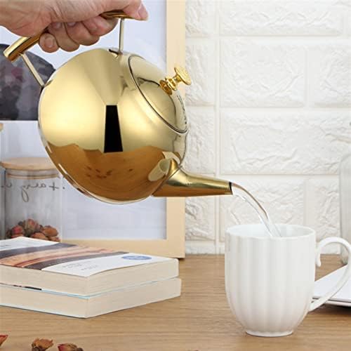 Tea Pot 1L Large Capacity Kettle Stainless Steel Teapot Coffee Maker with Filter Home Cooling Kettle Delicate Teapot Gold/Silver Teapot for Infuser (Color : B, Size : 1L) - Image 4