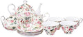 Gracie China by Coastline Imports Pink Rose Bouquet Rose Chintz 11-Piece Tea Set by GracieBoneChina