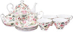 Gracie China by Coastline Imports Pink Rose Bouquet Rose Chintz 11-Piece Tea Set by GracieBoneChina