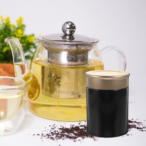 Tea Tins for Loose Leaf Tea with Lid Black Airtight Storage Jar and Coffee Portable Kitchen Organizer 6pcs - Image 7