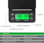 Coffee Digital Scale with Timer Kitchen Food Scale with Tare Function 6.6LB/3KG Max Load 0.1g Sensor(Chocolate) - Image 4