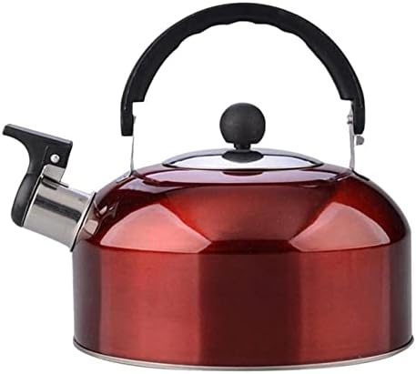 Stovetop Kettle 3L Stainless Steel Whistling Kettle with Handle Large Capacity Tea Simple Solid Color Water Kettles for Stove(Red) by Unknown
