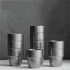 300ML Coffee Cup Stainless Steel Double Wall Espresso Mugs Drinking Cups for Tea Milk Beer Home Barista Accessories(3pcs Silver) - Image 5