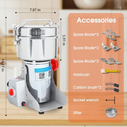 2500g Commercial Grain Grinder - 3000W Heavy-Duty Electric Mill for Coffee, Spices, Nuts & Grains | 32000 RPM | Industrial Stainless Steel | 5 Blades System | for Home & Restaurant Use - Image 2