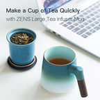 ZENS Tea Mug with Infuser and Lid for Loose Tea Diffusers, 12oz Blue - Image 2