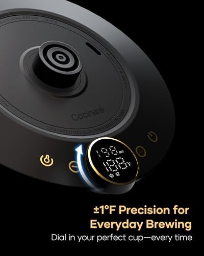 Cocinare Gooseneck Electric Kettle & Pour Over Coffee Set, ±1°F Temperature Control, 1500W 0.9L Kettle, Coffee Dripper, 550 ml / 18.6 oz Server & 2 Tasting Cups - Image 4