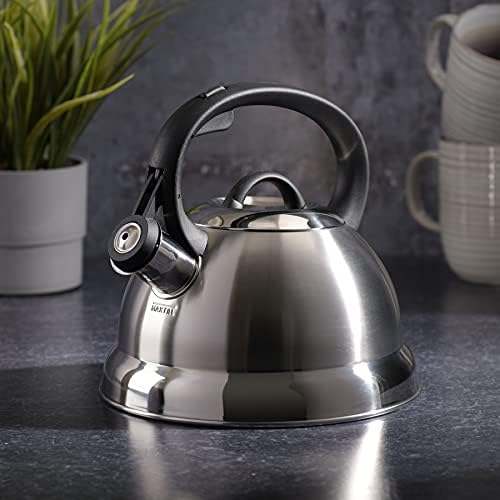 Mr. Coffee Flintshire 1.75-Quart Stainless Steel Whistling Tea Kettle – Brushed Satin Finish Stove-Top Kettle for Boiling Water (Pack of 4) - Image 3